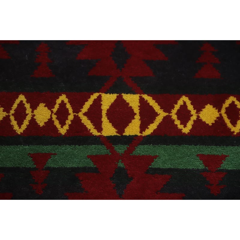 Hand-knotted Tribal Wool Red Geometric Oriental Area Rug - 8' 11'' X 6' 0''