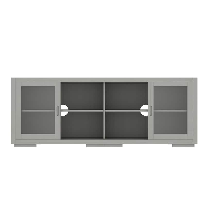 Vintage TV Cabinet Buffet Cabinet Entertainment Center Gray Brown