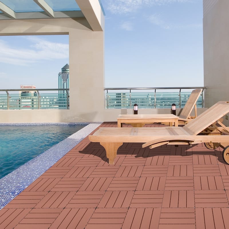 Plastic Interlocking Deck Tiles, 12.00"x12.00"(Pack of 44 ), Patio Flooring Outdoor Waterproof All Weather Use for Garden