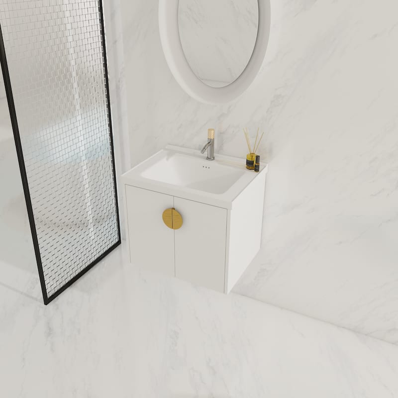 24 Inch Soft Close Doors Bathroom Vanity with Sink, for Small Bathroom