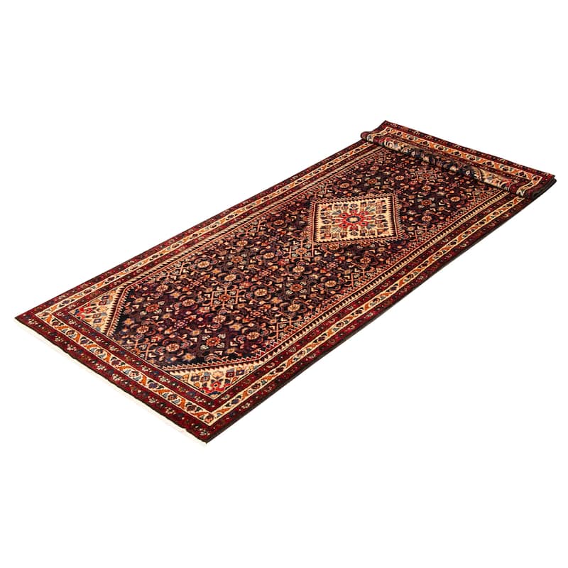 ECARPETGALLERY Hand-knotted Andelz Navy Wool Rug - 3'7 x 10'3