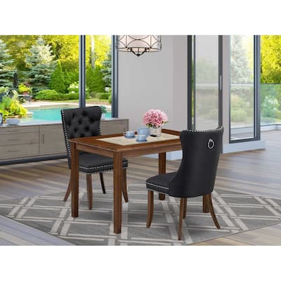 3-Piece Antique Walnut Finish Rectangular Solid Wood Top Dining Table Set