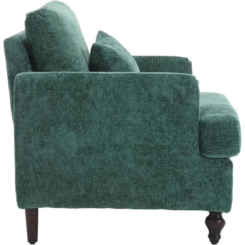 Roomfitters Tufted Wood Frame Accent Chair, Mid-Century Lounge Club Chair with Studded Trim for Bedroom or Living Room