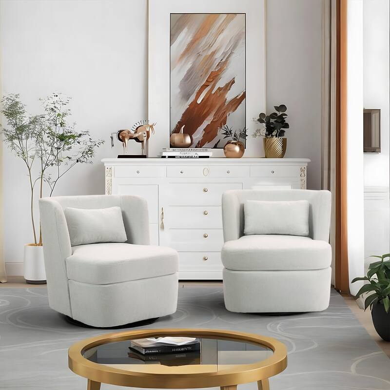 2Set 360°Swivel Barrel Chair with Cushion
