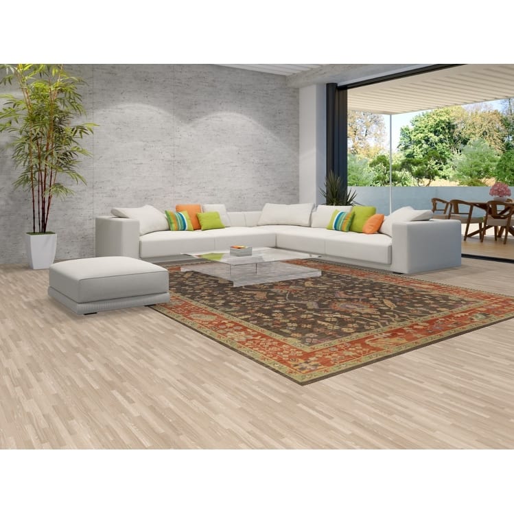 Hand Knotted Oriental 100% Wool Carpet Transitional All-Over Greys & Charcoal Oushak Area Rug - 12' 3'' X 9' 4''