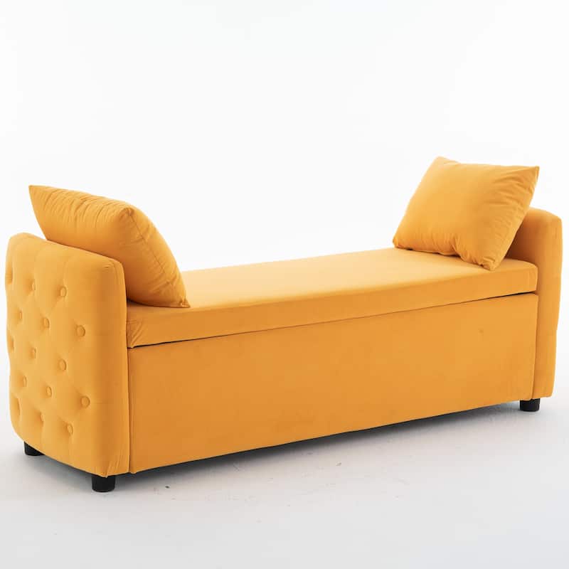Storage Bench for Bedroom, 60" End of Bed Bench for King Size Bed Modern Upholstered Long Bench with Tufted Arm