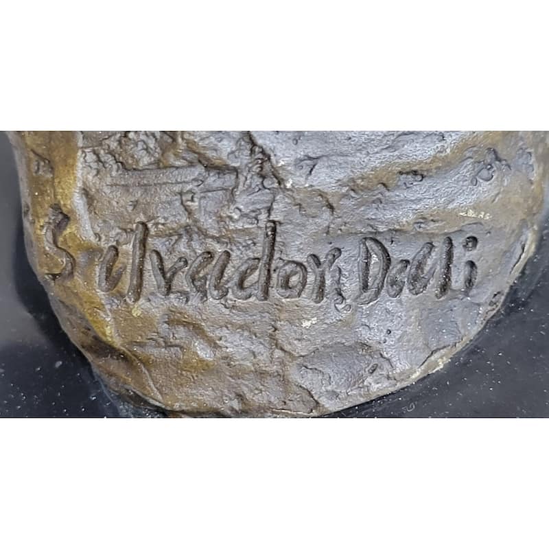 Signed Salvador Dali Abstract Man Hush Up Bronze Sculpture Modern Art Figurine