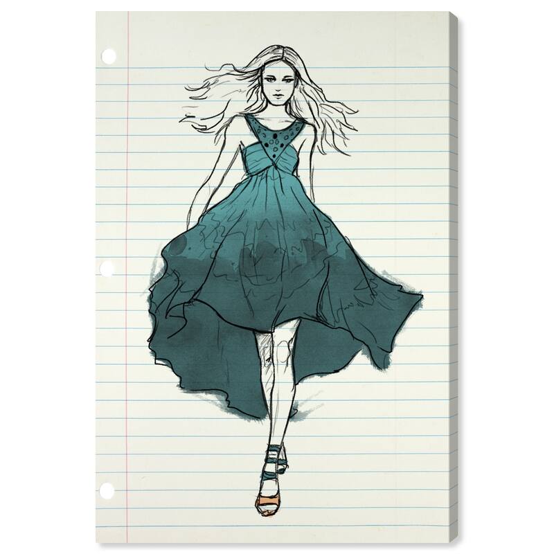 Wynwood Studio Canvas Fashion and Glam Runway Letter Teal - CUSTOM Blue and Teal Modern & Contemporary Wall Art Canvas Print