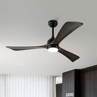 52 in. Smart Indoor Ceiling Fan with Integrated LED with 3 Wood Blade and Remote Control