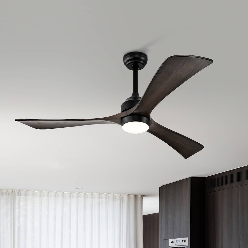 52 in. Smart Indoor Ceiling Fan with Integrated LED with 3 Wood Blade and Remote Control