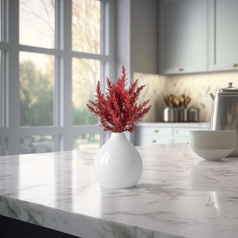 Artificial Pampas Grass Floral Bundle Spray - 14" - Rose Red