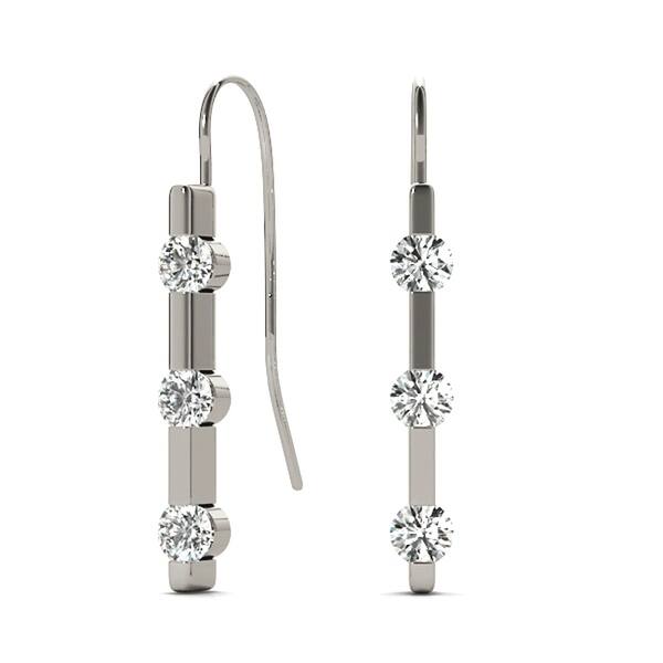 3 Colors Sterling Silver CZ Three Stone Halo Crawler Climber Hook Earrings 3 Colors Sterling Silver CZ Three Stone Halo Crawler Climber Hook Earrings