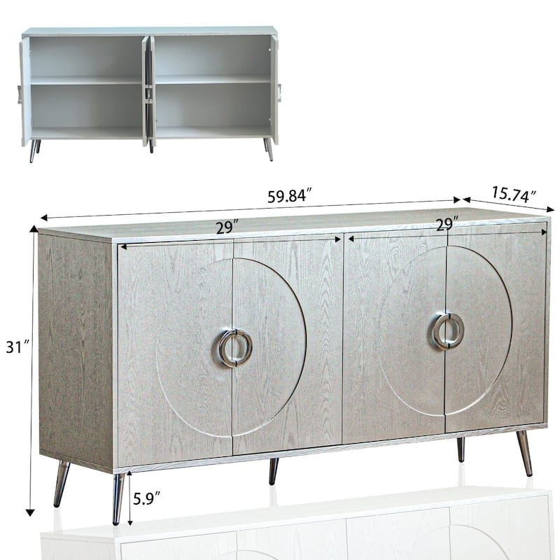 Champagne Sideboard Bar Cabinet Accent Storage Cabinet Server Table