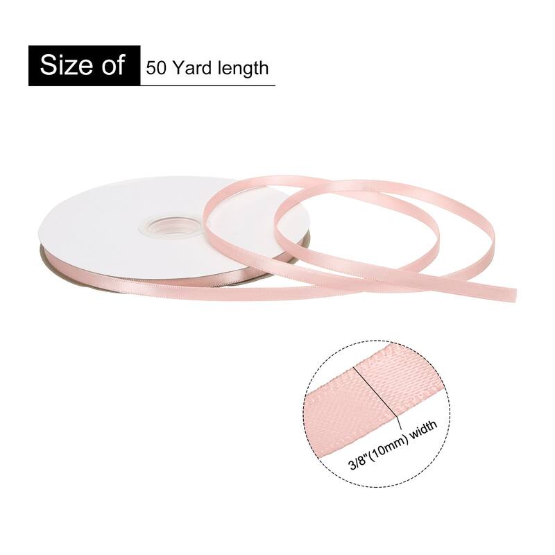Double Faced Solid Satin Ribbon Polyester Fabric Roll for Gift Party - Dusty Rose - 3/8" x 50 Yard