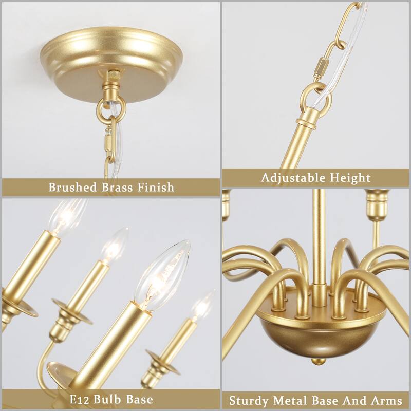8-Light American Country Design Chandelier, Candle Style Chandelier for Dining Room Living Room Bedroom Kitchen - N/A