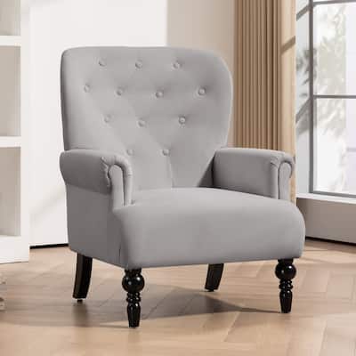 High Back Chair for Bedroom With Wooden Legs