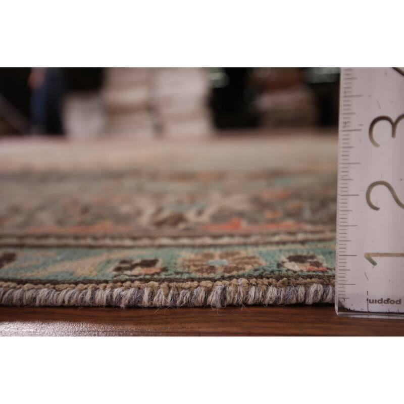 Hand Knotted Oriental 100% Wool Carpet Traditional Medallion Greys & Charcoal Tabriz Area Rug - 9' 8'' X 6' 5''