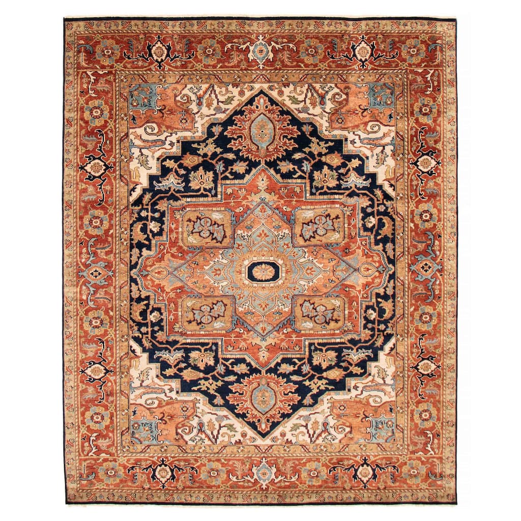 ECARPETGALLERY Hand-knotted Jules Sultane Dark Navy Wool Rug - 7'10 x 9'10