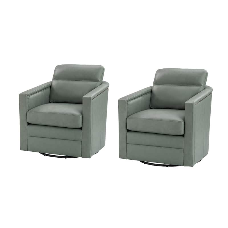 Jorge 28.74" Wide Genuine Leather Swivel Chair Set of 2