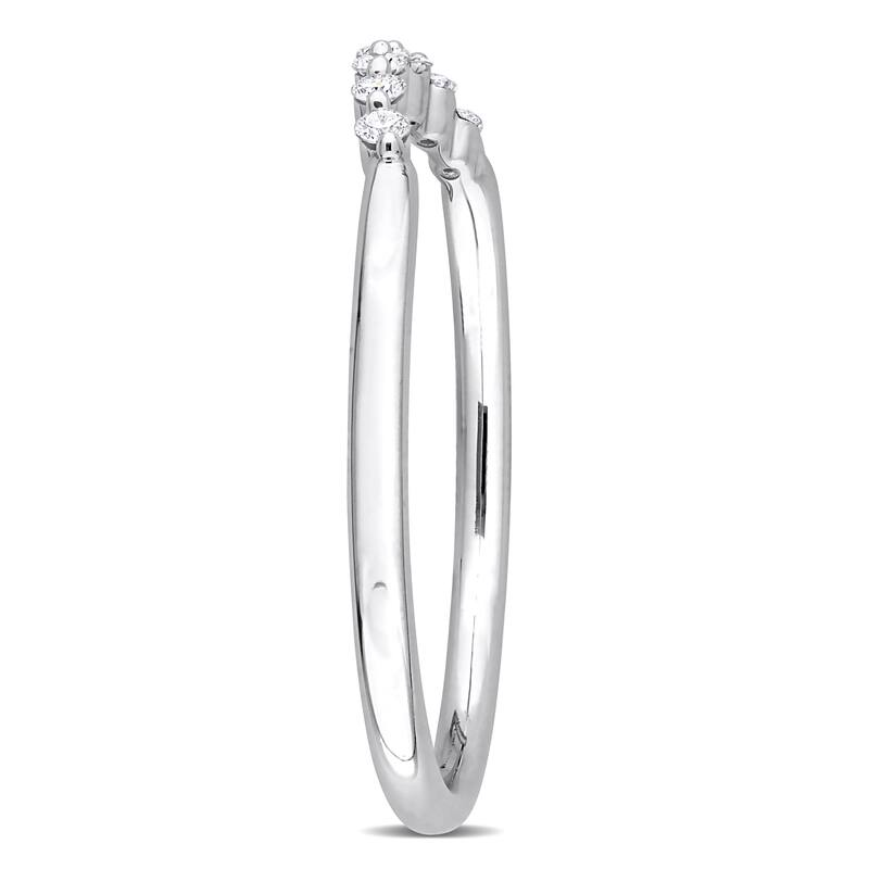 Miadora 14k White Gold 1/10ct TDW Diamond Stackable Semi-Eternity Wedding Band Ring