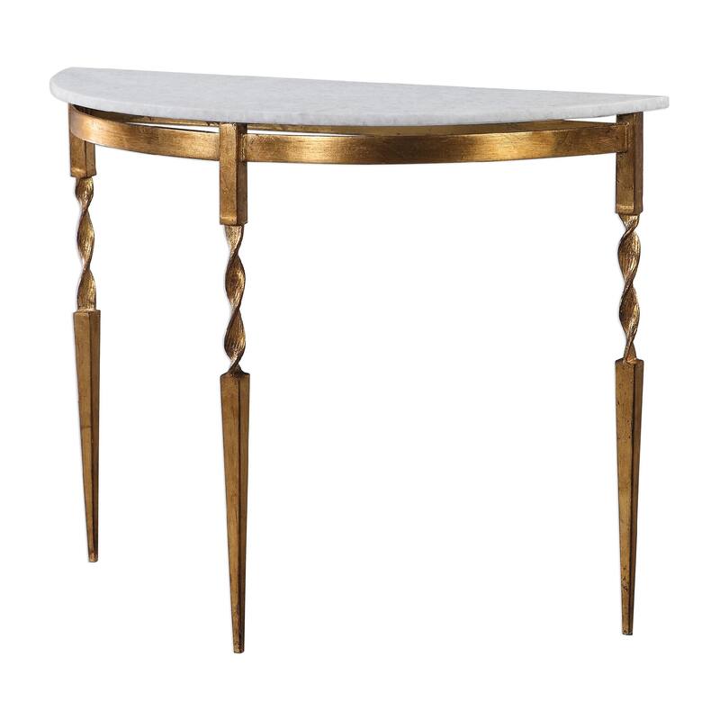 40" white and gold elegant marble console table