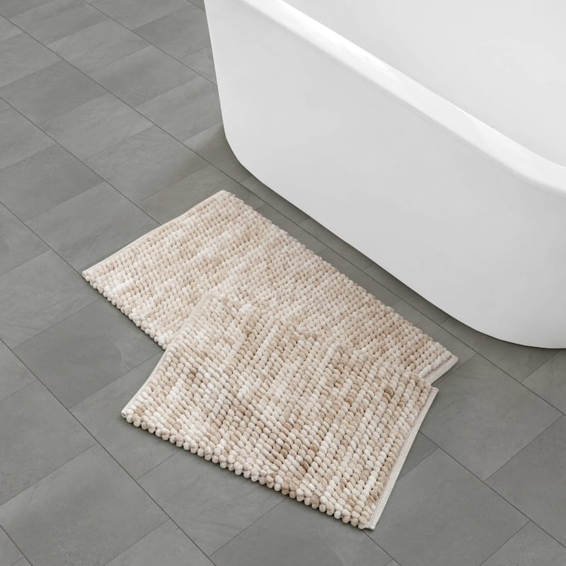 French Connection Space Dye Chunky Chenille Bath Rugs
