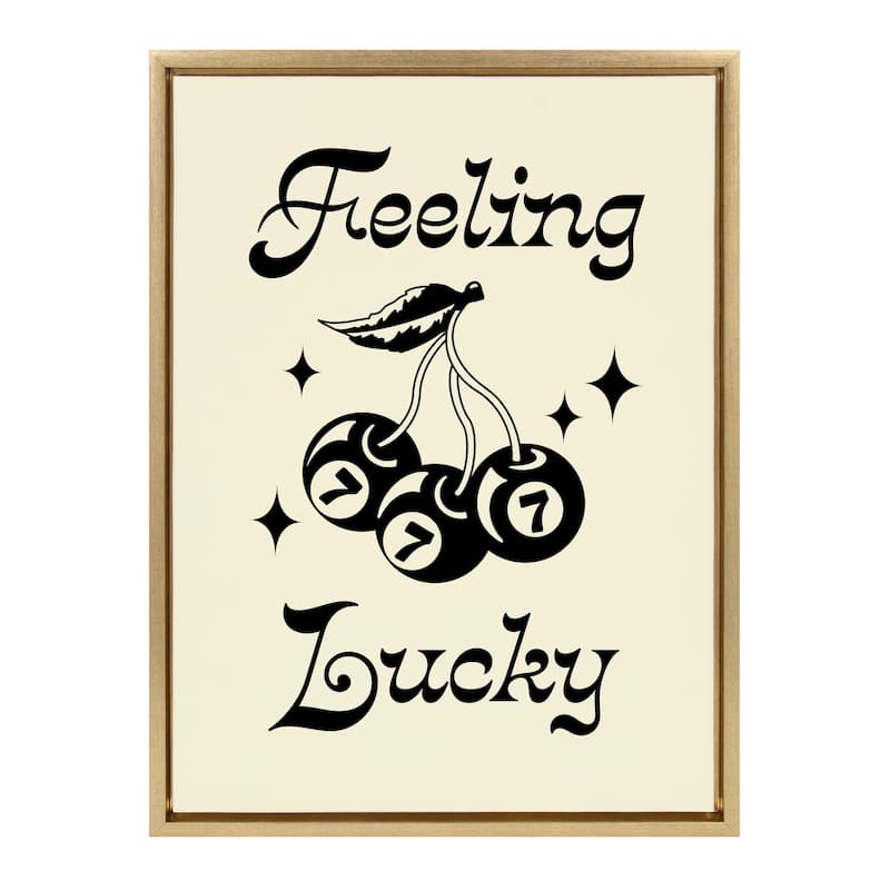 Kate and Laurel Sylvie Feeling Lucky Cherries Framed Canvas by Alli Standefer