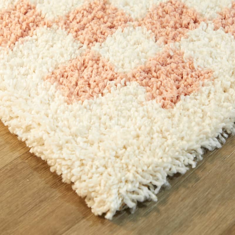 Covey Plush Checkered Thick Shag Area Rug