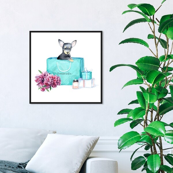 Oliver Gal 'acqua chic chihuahua' Animals Wall Art Framed