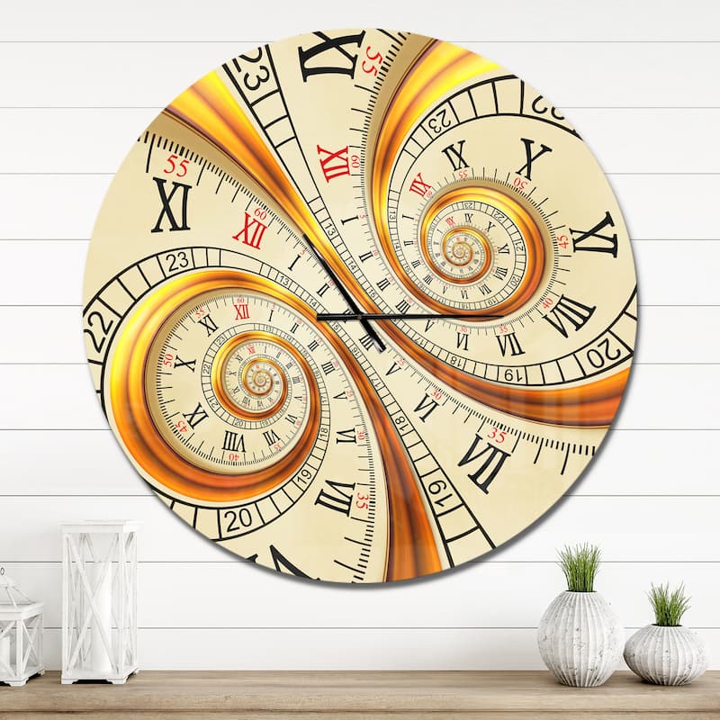 Designart 'Silver metal flower fractal' Oversized Contemporary Wall CLock