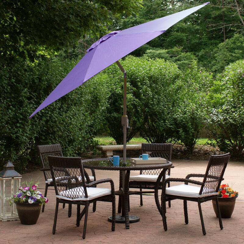 9ft Outdoor Patio Market Umbrella with Hand Crank and Tilt
