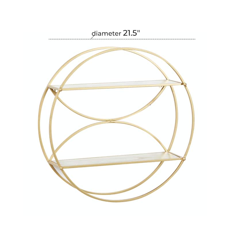 Metal Round 2 Shelves Wall Shelf - Gold - CosmoLiving by Cosmopolitan
