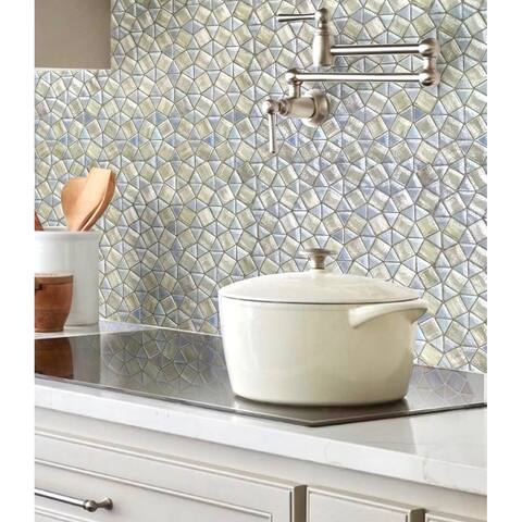 Apollo Tile 10 pack 10.8-in x 10.8-in Gray Kaleidoscope Glass Mosaic Floor and Wall Tile (8.10 Sq ft/case)
