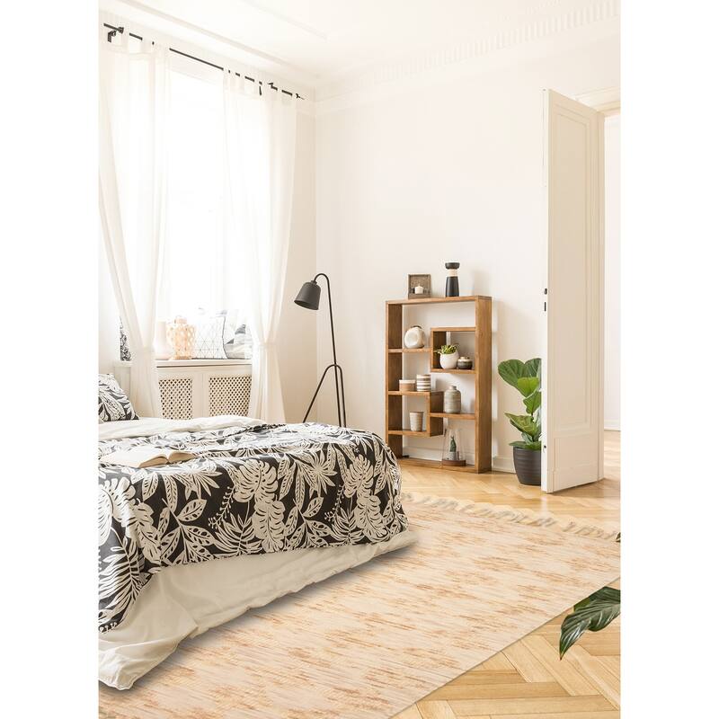 ECARPETGALLERY Braid weave Sienna Beige Wool Rug - 5'9 x 7'11