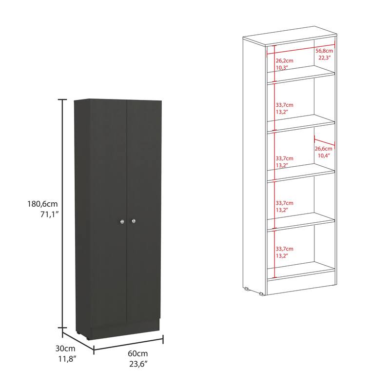 Storage Cabinet Pipestone, Double Door, Black Wengue Finish,High quality and durable