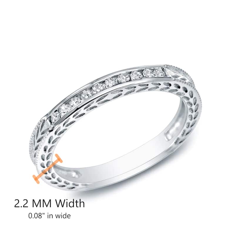 Auriya 10k Gold 1/8ctw Vintage Carved Diamond Wedding Band