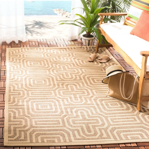 slide 2 of 68, SAFAVIEH Courtyard Billye Indoor/ Outdoor Waterproof Patio Backyard Rug 4' x 5'7" - Natural/Brown