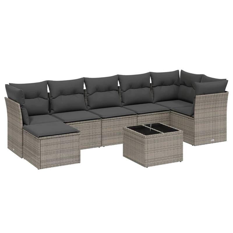 vidaXL Garden Sofa Set Beige/Black/Brown/Grey