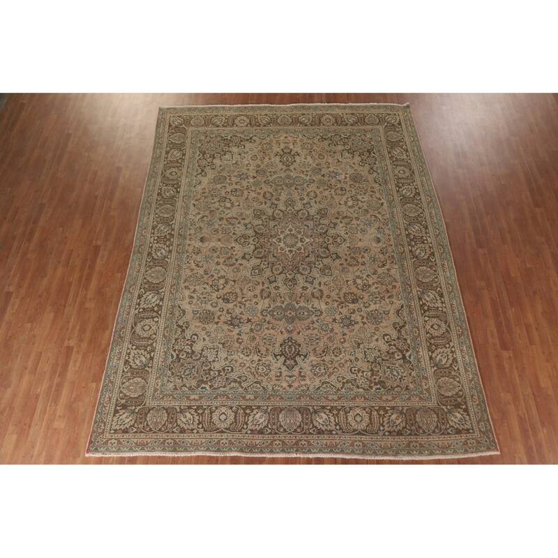 Hand Knotted Oriental 100% Wool Carpet Traditional Floral Oranges & Rust Mashad Area Rug - 12' 4'' X 9' 5''