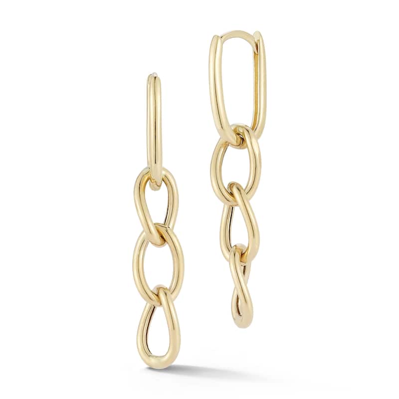 Soleil 14K Gold Tri Curb Chain Dangle Earrings