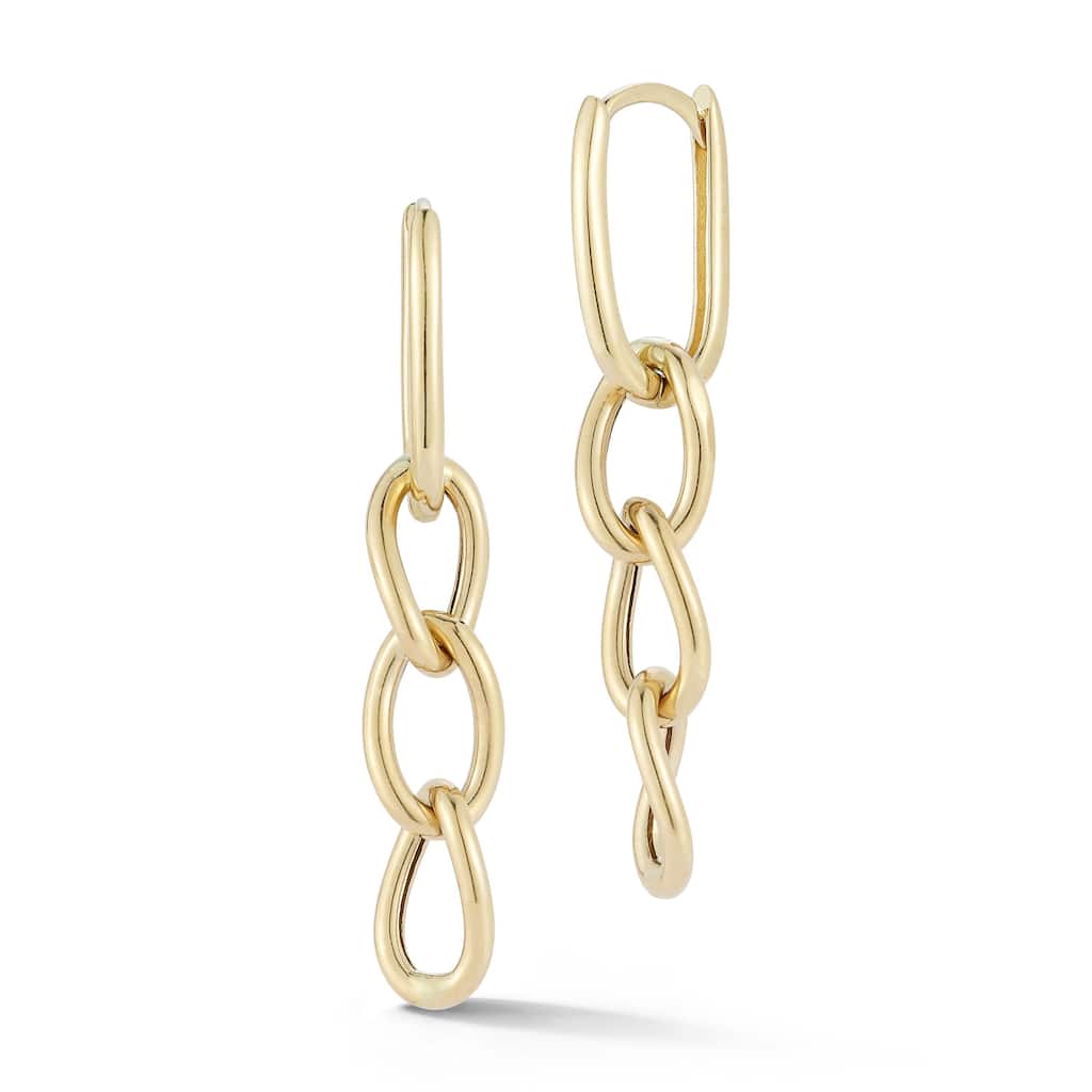 Soleil 14K Gold Tri Curb Chain Dangle Earrings