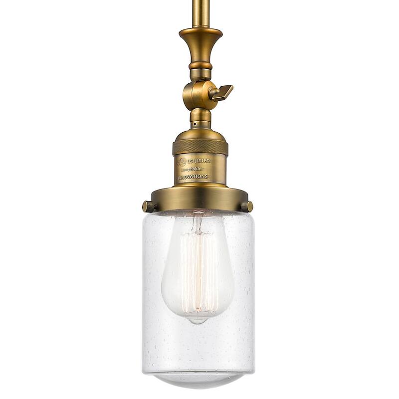 Innovations Lighting Dover 5" Wide Mini Rod Hung Adjustable Pendant - Brushed Brass / Seedy