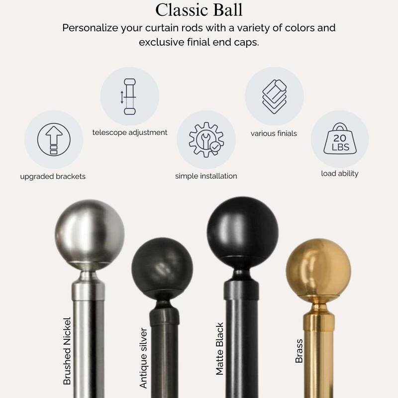 Linen Avenue Ball Double Window Curtain Rod Set