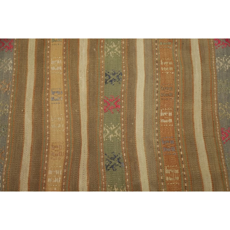 Hand Woven Oriental 100% Wool Carpet Southwestern Tribal Multi-Colored Kilim Area Rug - 6' 8'' X 4' 5''