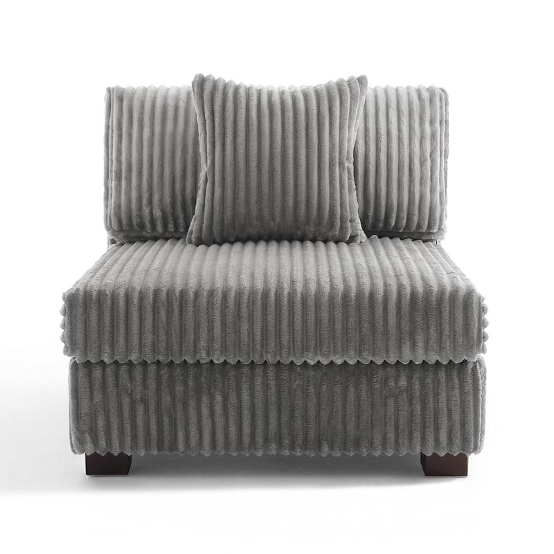 35.7" W Plush Corduroy Upholstered Armless Modular Sofa Chair