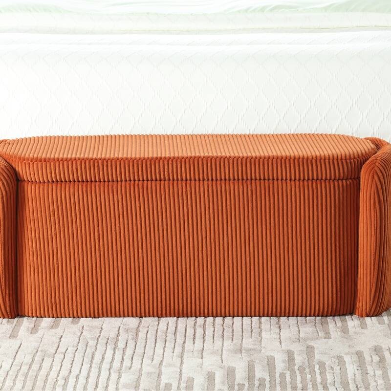 Entryway Upholstered Fabric Storage Ottoman