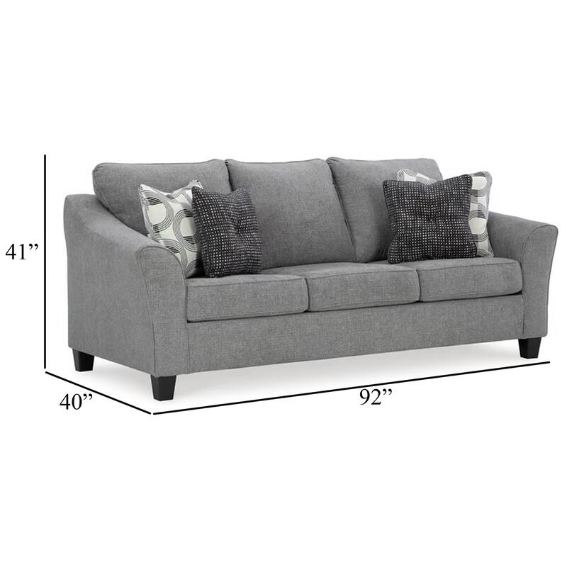 Onia Sofa with 4 Accent Pillows, Black, Smoke Gray Polyester 92 Inch