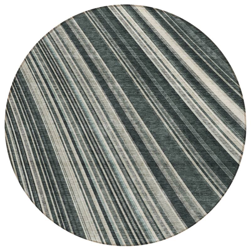 Machine Washable Indoor/ Outdoor Stripe Wave Chantille Rug