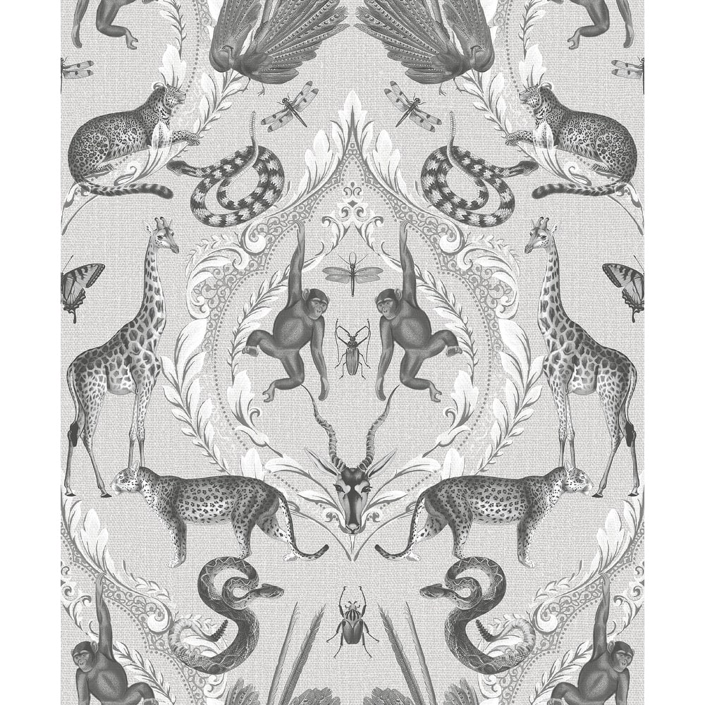 Galerie Wallcoverings Bazaar Jungle Menagerie Damask Non-woven Metallic Wallpaper Roll