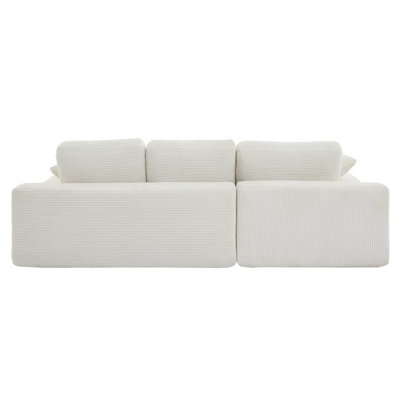 L-shape Corduroy Chaise Sectional Sofa with Thick Cushions and Pillows